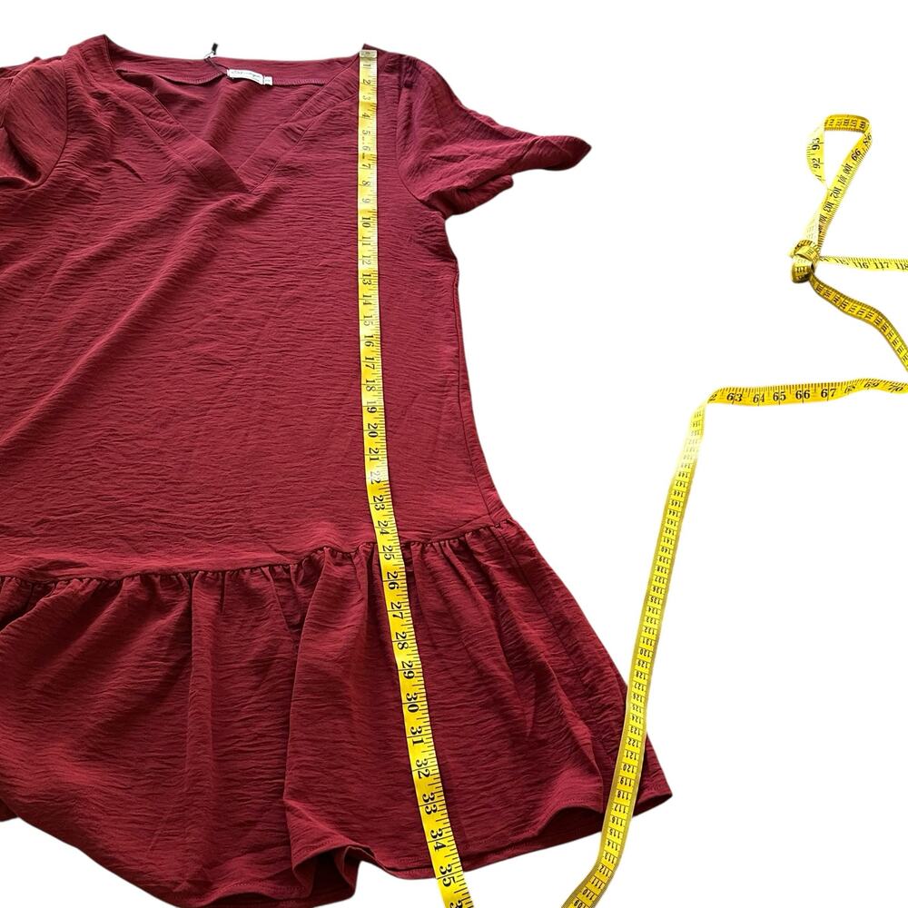 Women V-Neck Short Sleeve Burgundy Cover Up Dress Size S NWT - Picture 5 of 8